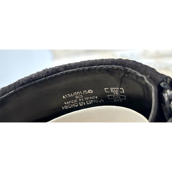 ZARA WOMENS BLACK LEATHER SUEDE FRINGED HIGH HEEL ANKLE BOOTS SZ 38 US 7.5 - Picture 9 of 13